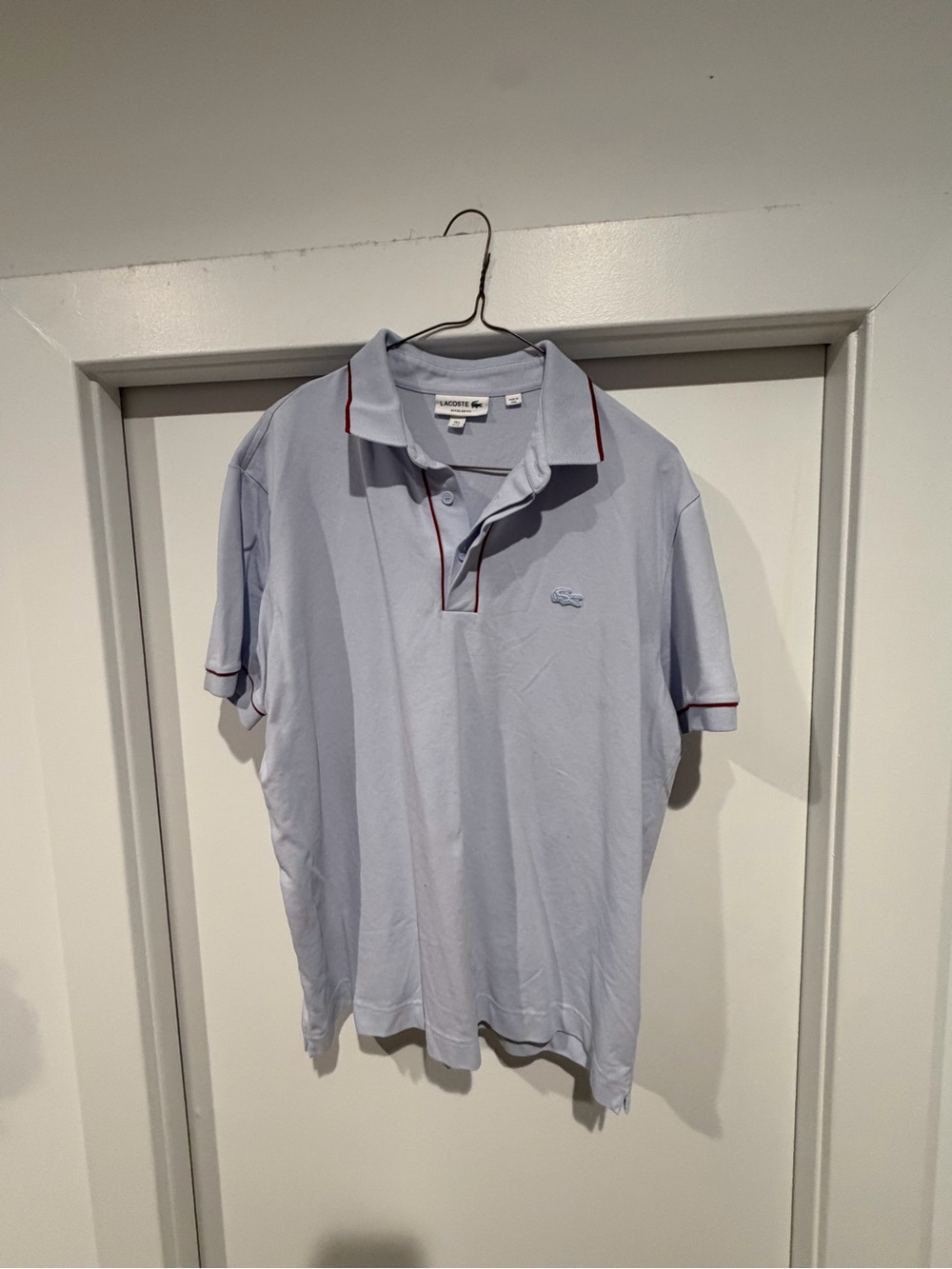 Lacoste Light Blue Polo with Red Trim